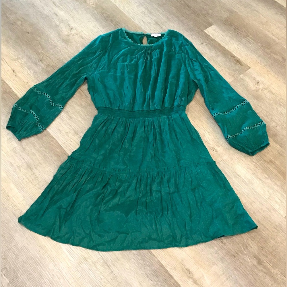 Andree by Unit Womens 1X green long sleeveeeve dress